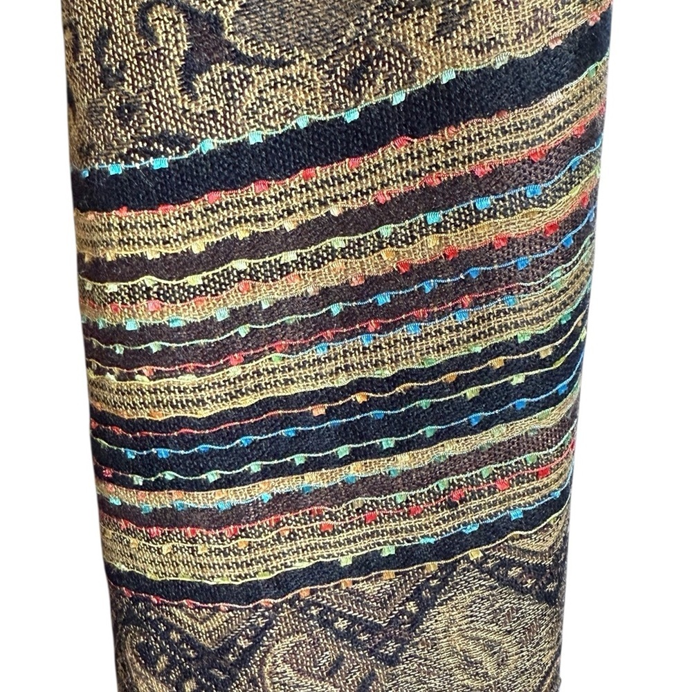 Vintage Echo-Style Paisley Metallic Fringe Scarf Shawl – Boho Chic - Picture 3 of 6